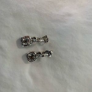 HARDY silver pierced earrings with clear white stone drop